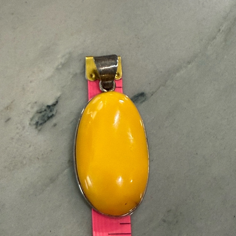 VTG Sterling Silver Amber Pendant - Picture 4 of 6